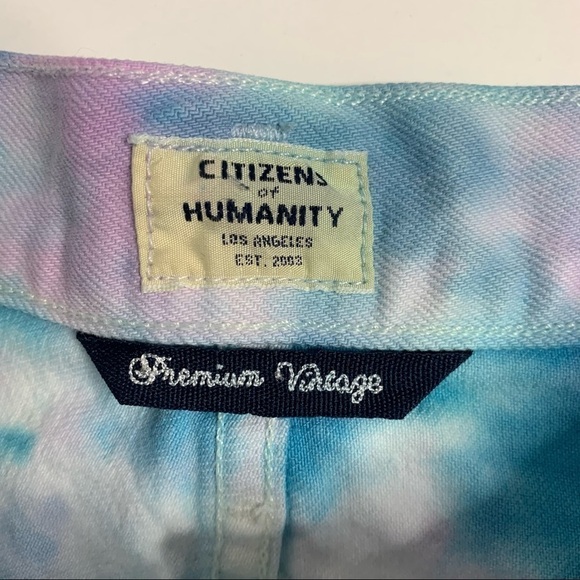 Citizens Of Humanity Custom Tie Dye Scalloped Hem High Rise Denim Shorts - Picture 8 of 14